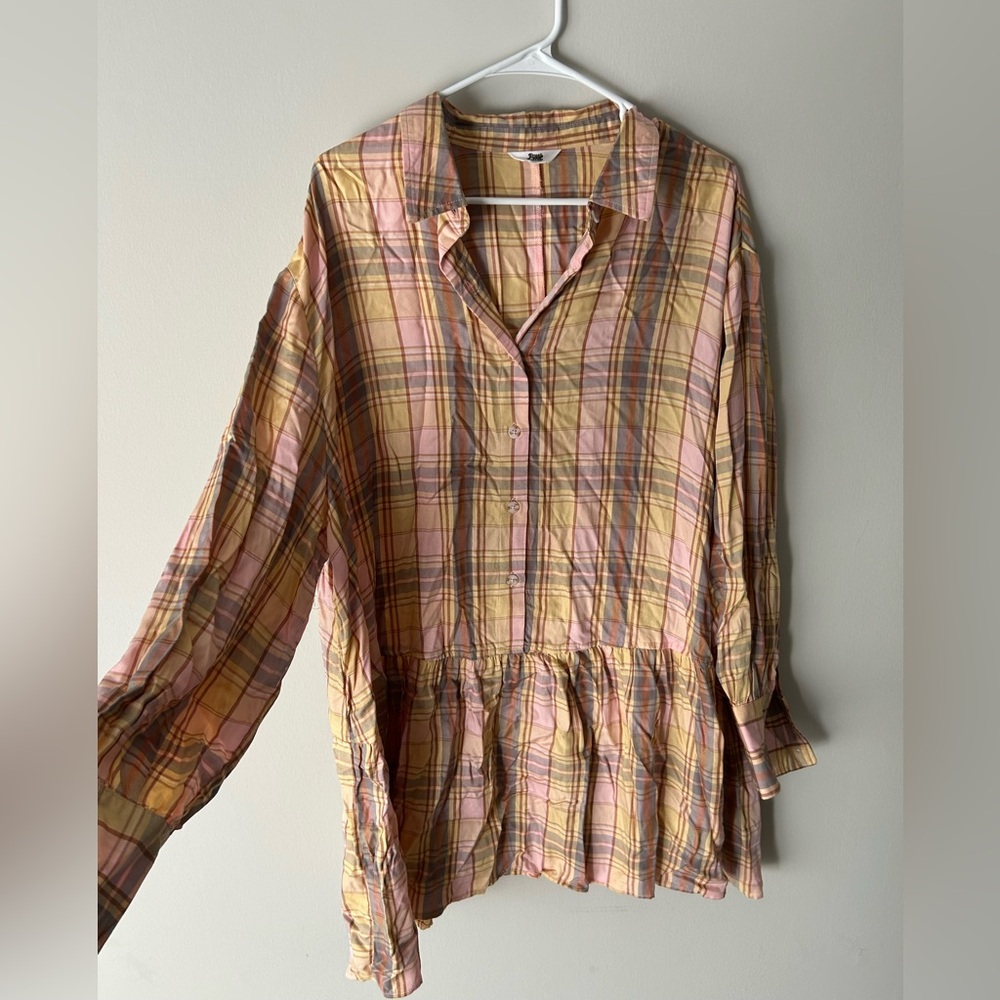 Ascot and hart Pink and Yellow Plaid Button-Down dress